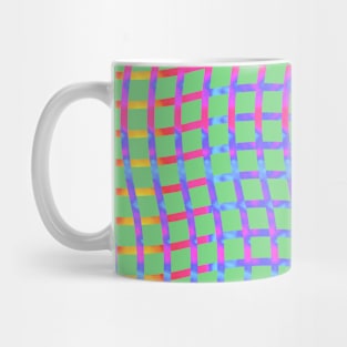 Wavy Plaid Rainbow on Soft Green Mug